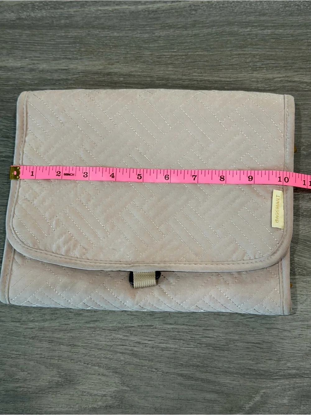 BAGSMART Quilted Hanging Travel Jewelry Organizer Case Roll Blush Pink